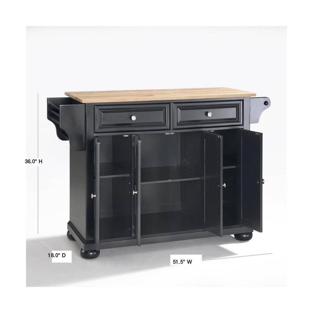 Crosley Furniture Cambridge Natural Wood Top Kitchen Island in Black
