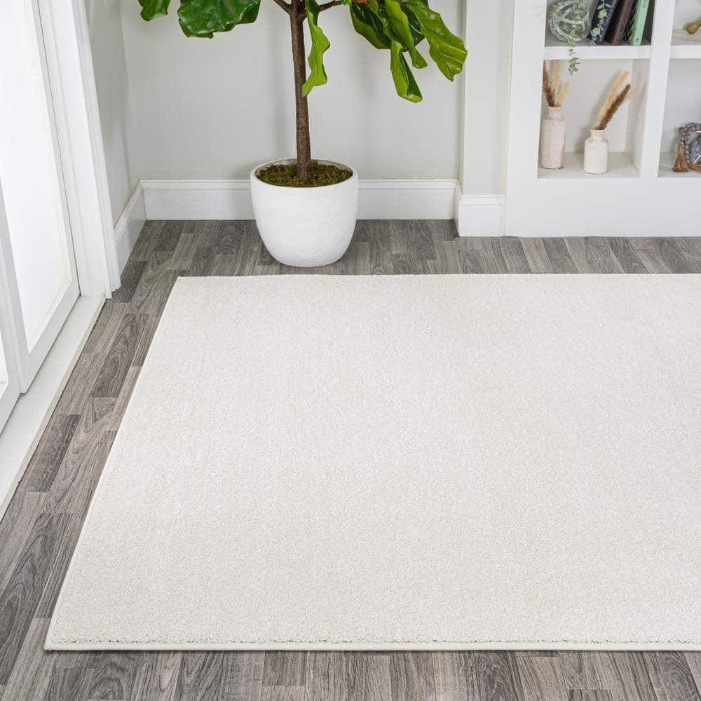 10' X 14' Rectangle Haze Solid Low-Pile Area Rug , Cream - JONATHAN Y