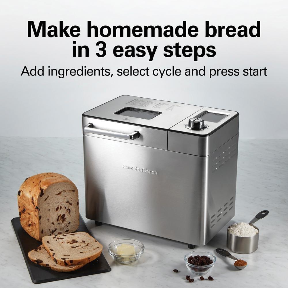 Hamilton Beach Premium Bread Make Machiner, Auto Fruit and Nut Dispenser, 21 Settings, Stainless Steel