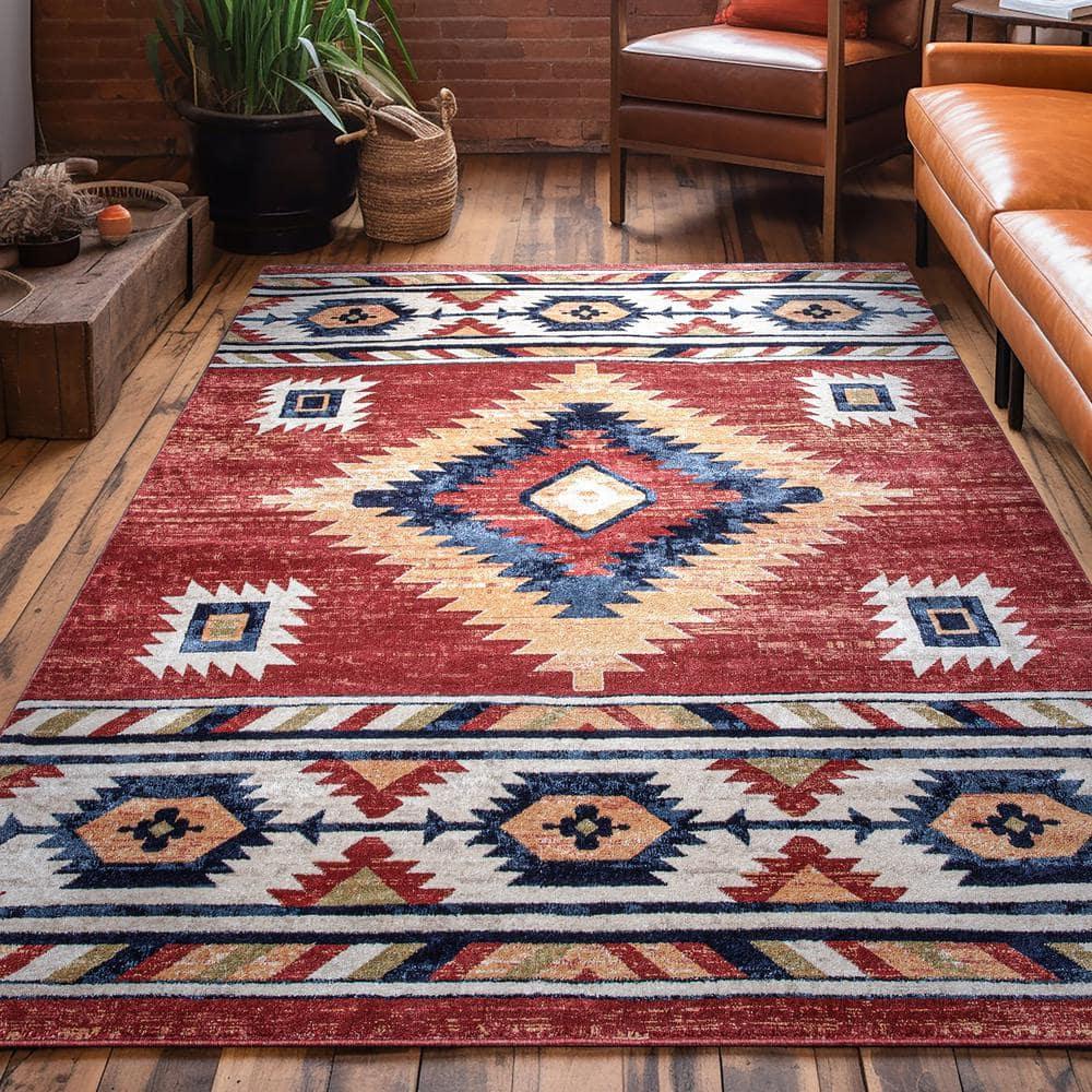 Well Woven Jamyn Lea Crimson Traditional Southwestern Tribal Red/Blue Rug