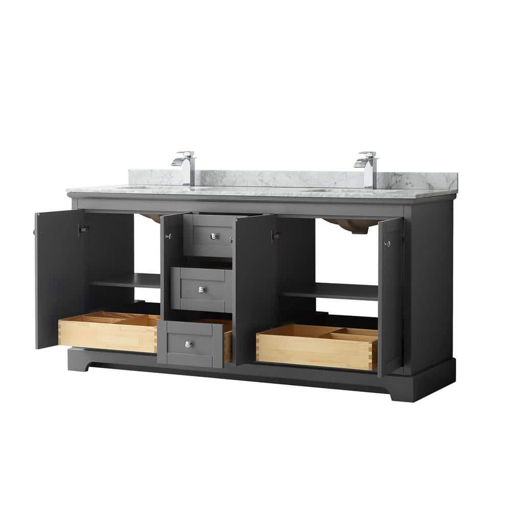 Avery 72" Dark Gray Double Bathroom Vanity with Marble Countertop