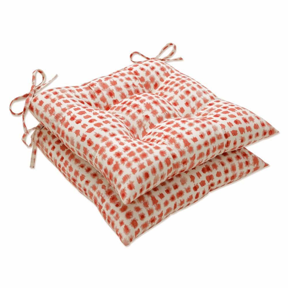 2pk Outdoor/Indoor Wrought Iron Seat Cushion Set Alauda Coral Isle Red - Pillow Perfect: Weather & Fade-Resistant, Reversible Design