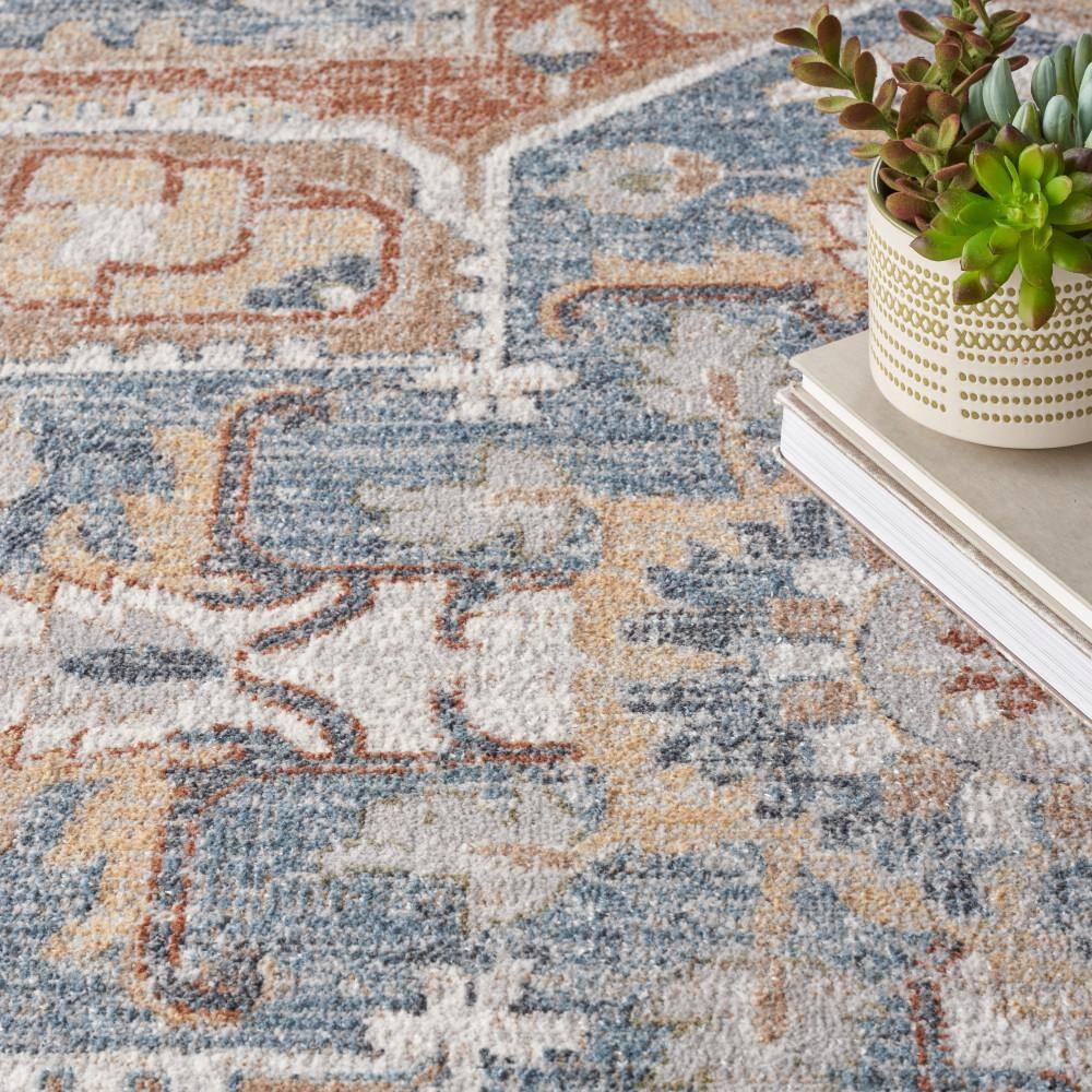 Nourison Astra Machine Washable Vintage Medallion Indoor Rug Denim Multi 7'10" x 10'