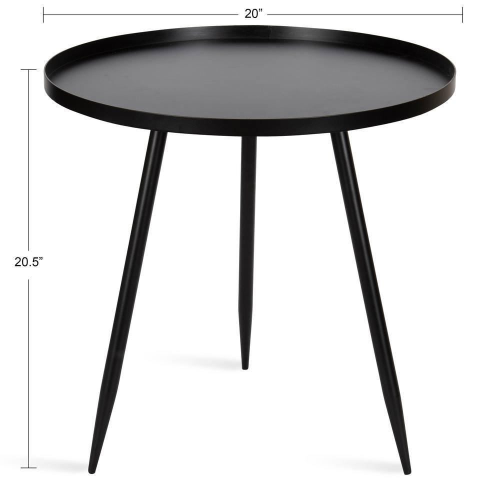 Kate and Laurel Duvall Round Metal Side Table, 20x20x20.5, Black