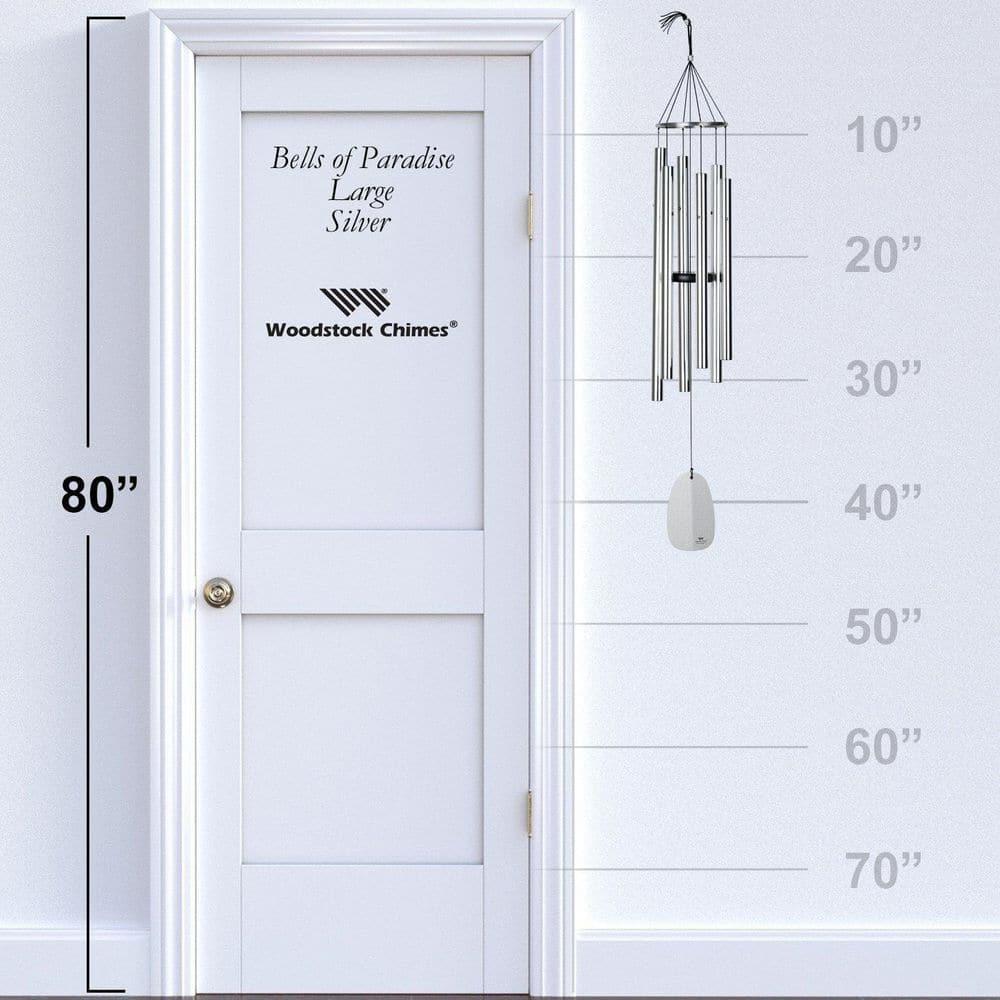 Woodstock Windchimes Bells of Paradise Silver 44", Wind Chimes For Outside, Wind Chimes For Garden, Patio, and Outdoor Decor, 44"L