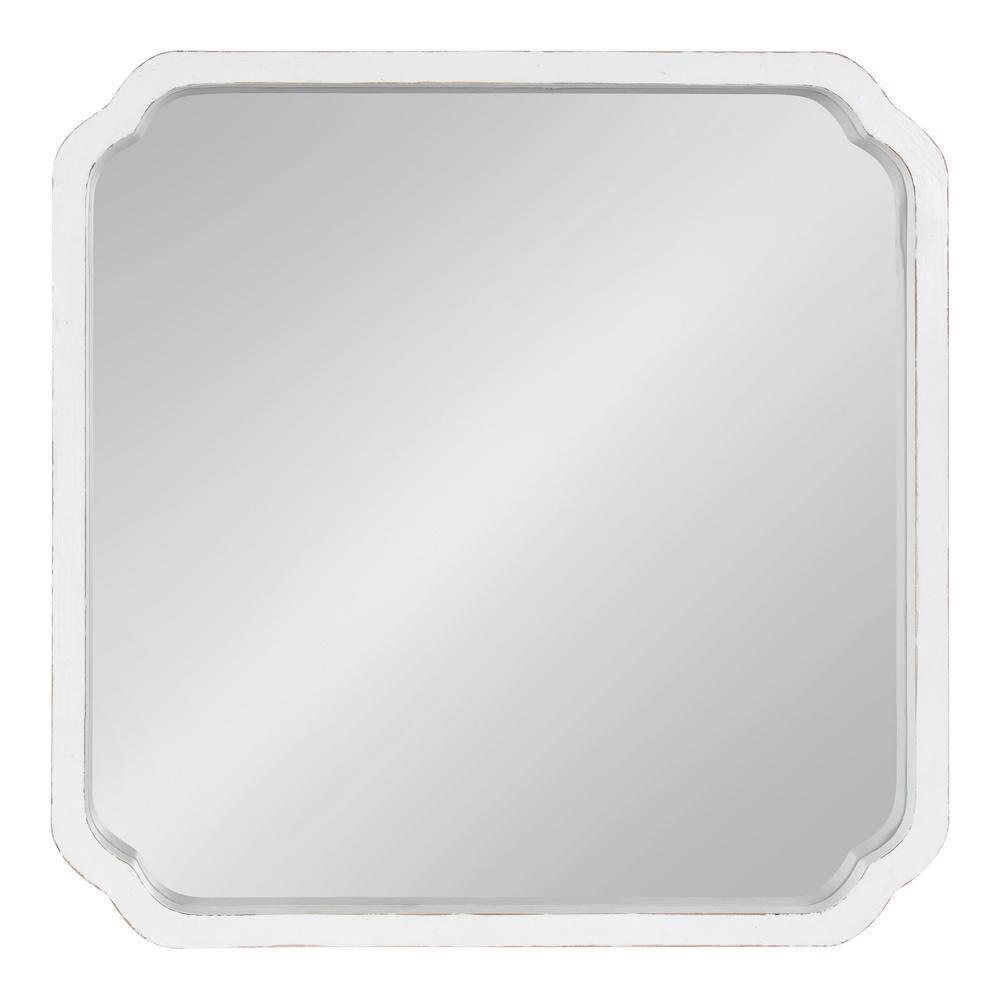 Kate & Laurel All Things Decor 24"x24" Marston Farmhouse Rectangle Wall Mirror White: No Assembly, Wood Frame, Wall Mounted