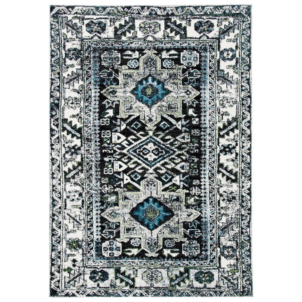 Vintage Hamadan VTH211 Power Loomed Indoor Area Rug - Dark Grey/Ivory - 4'x6' - Safavieh