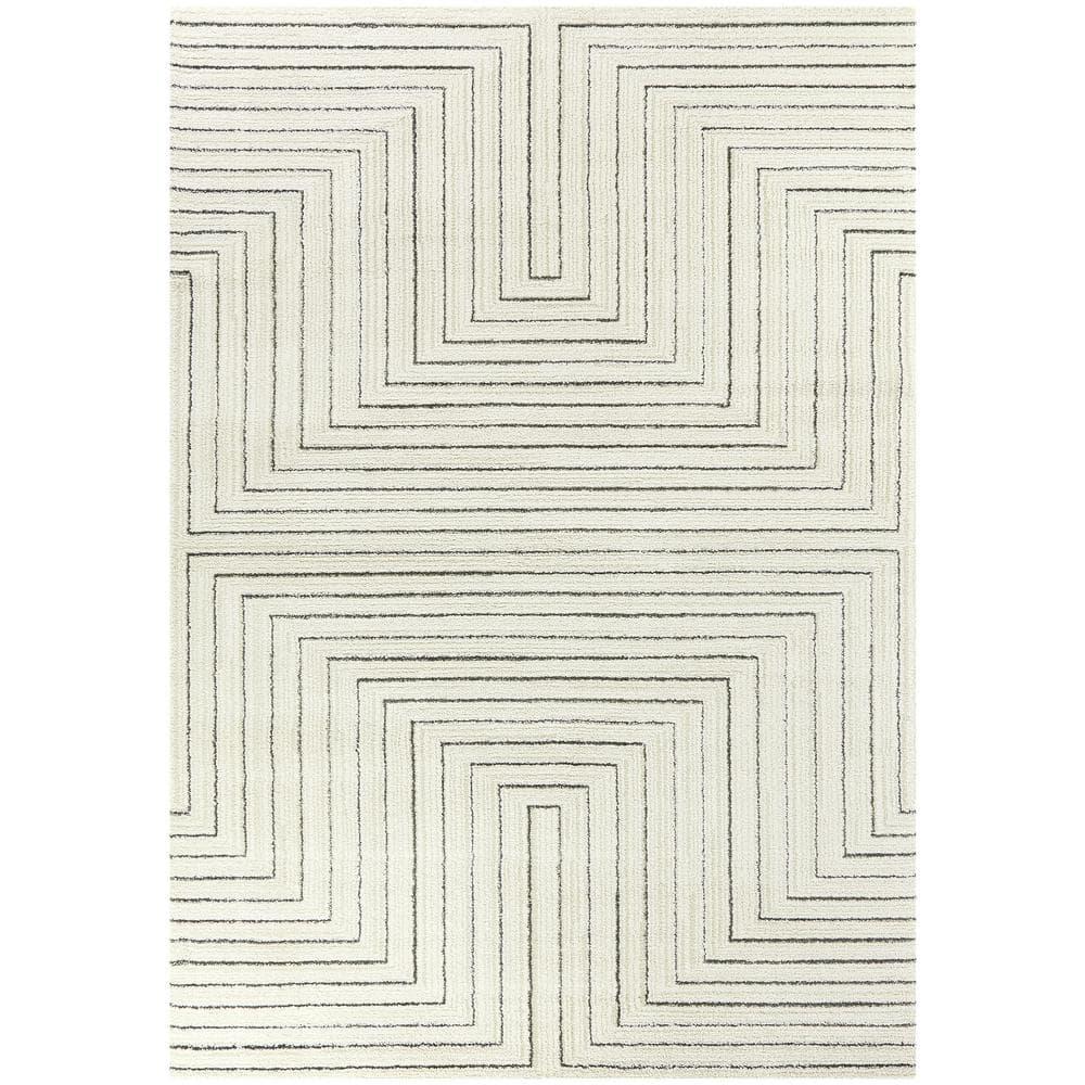Balta Rugs 5'3"x7' Carmody Transitional Geometric Rug Cream: Off-White, Medium Pile, Indoor, Fade & Stain-Resistant