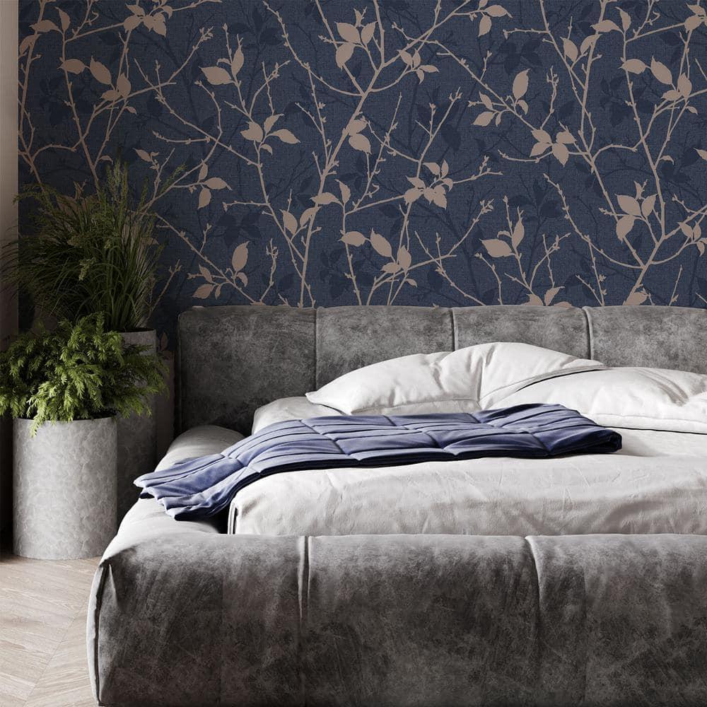 Boutique Belle Navy and Copper Wallpaper Sample