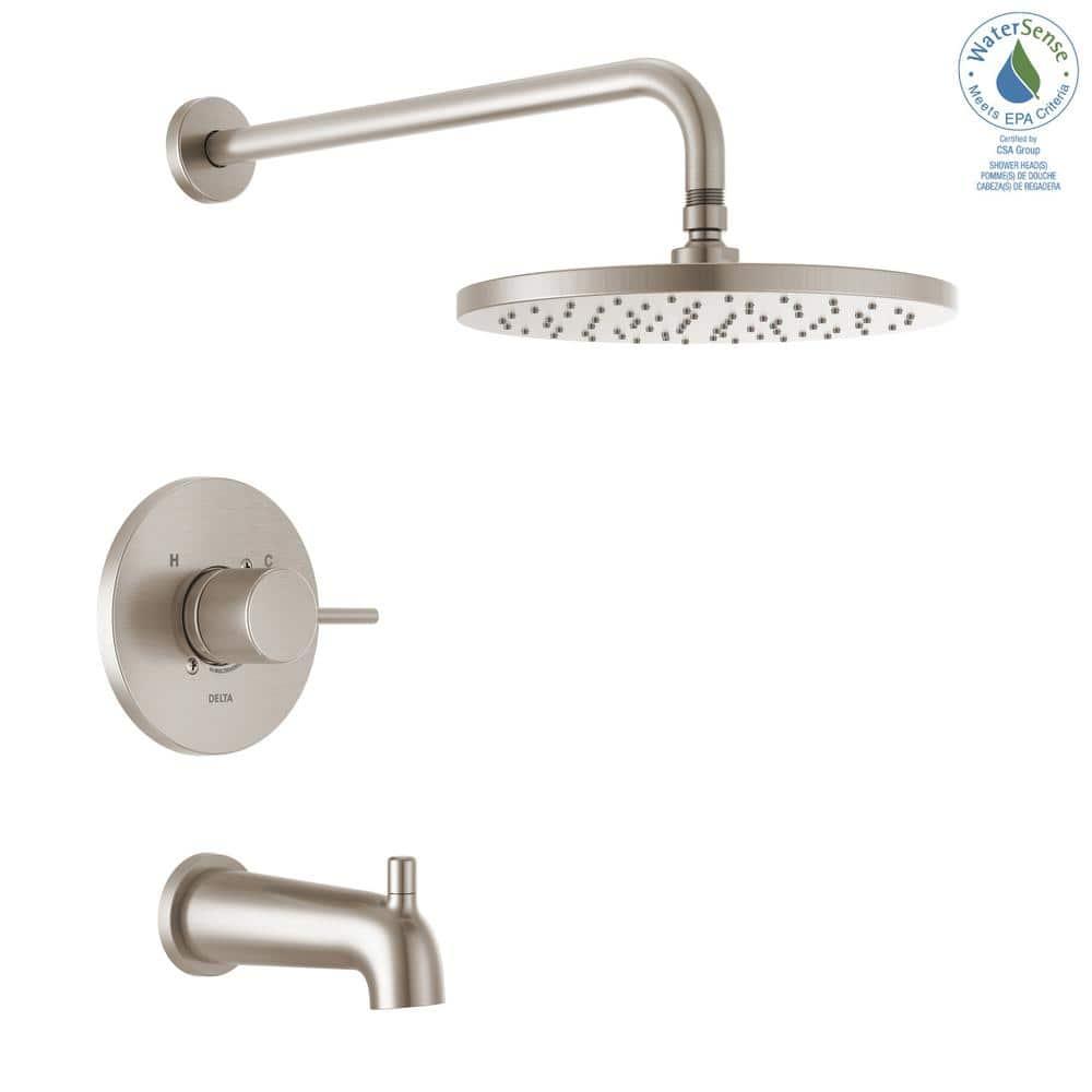Modern Raincan Round Single-Function Tub and Shower Faucet Set, Valve Trim Kit, Rainfall Shower Head