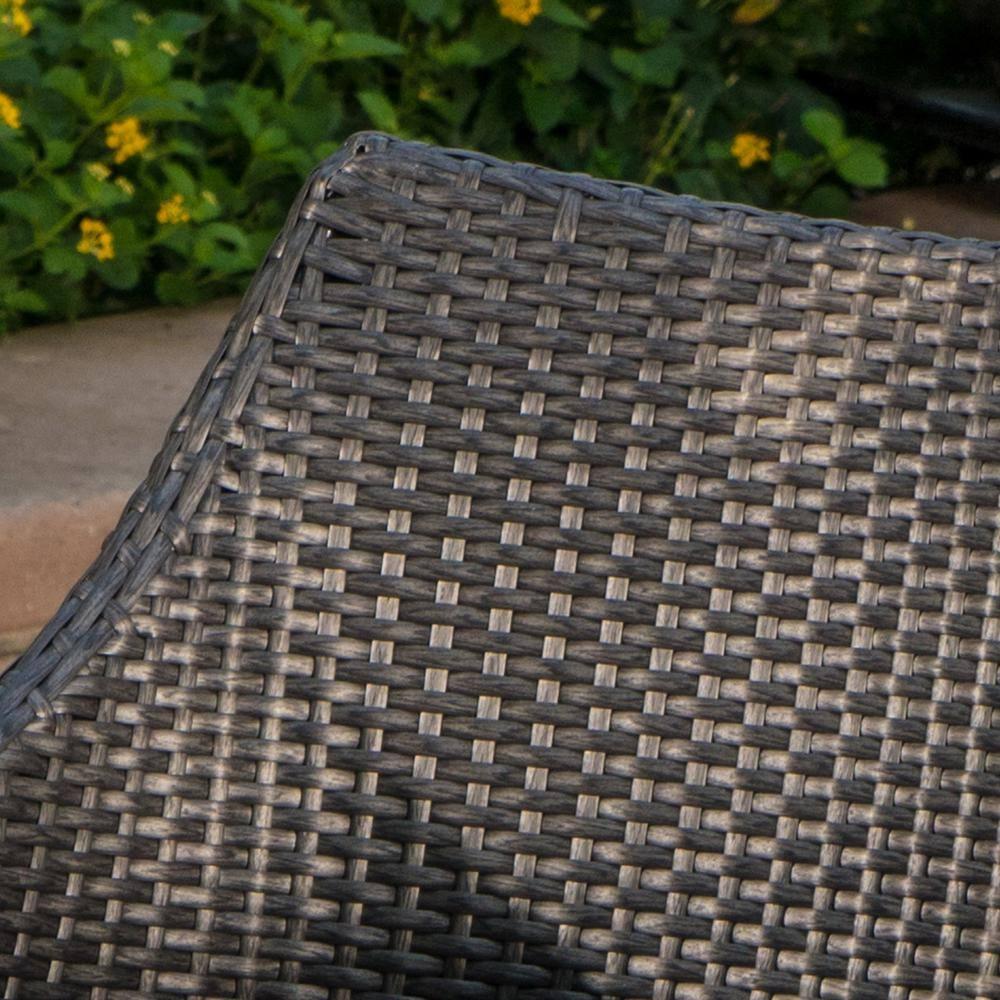 GDF Studio Nazir Outdoor Wicker Stacking Dining Chairs, Set of 4, Gray