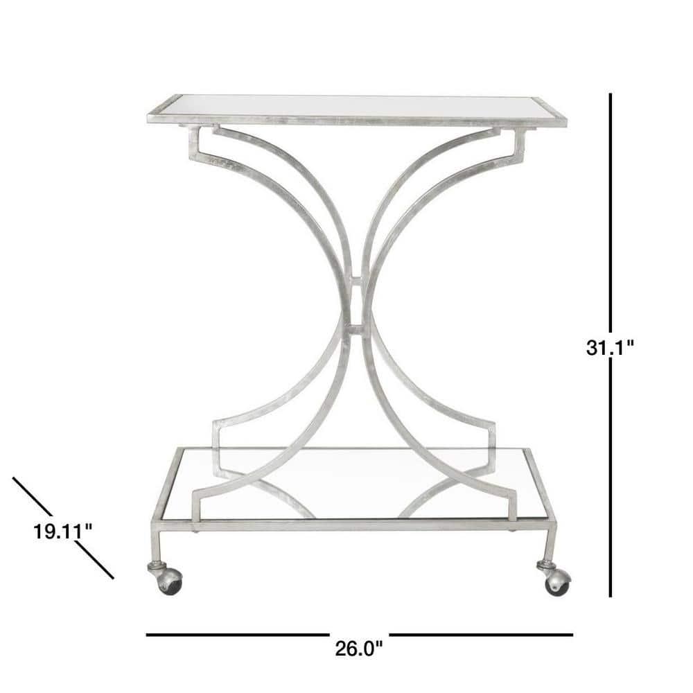 Ignatius Bar Cart - FOX2555A - Silver/Mirror - Safavieh