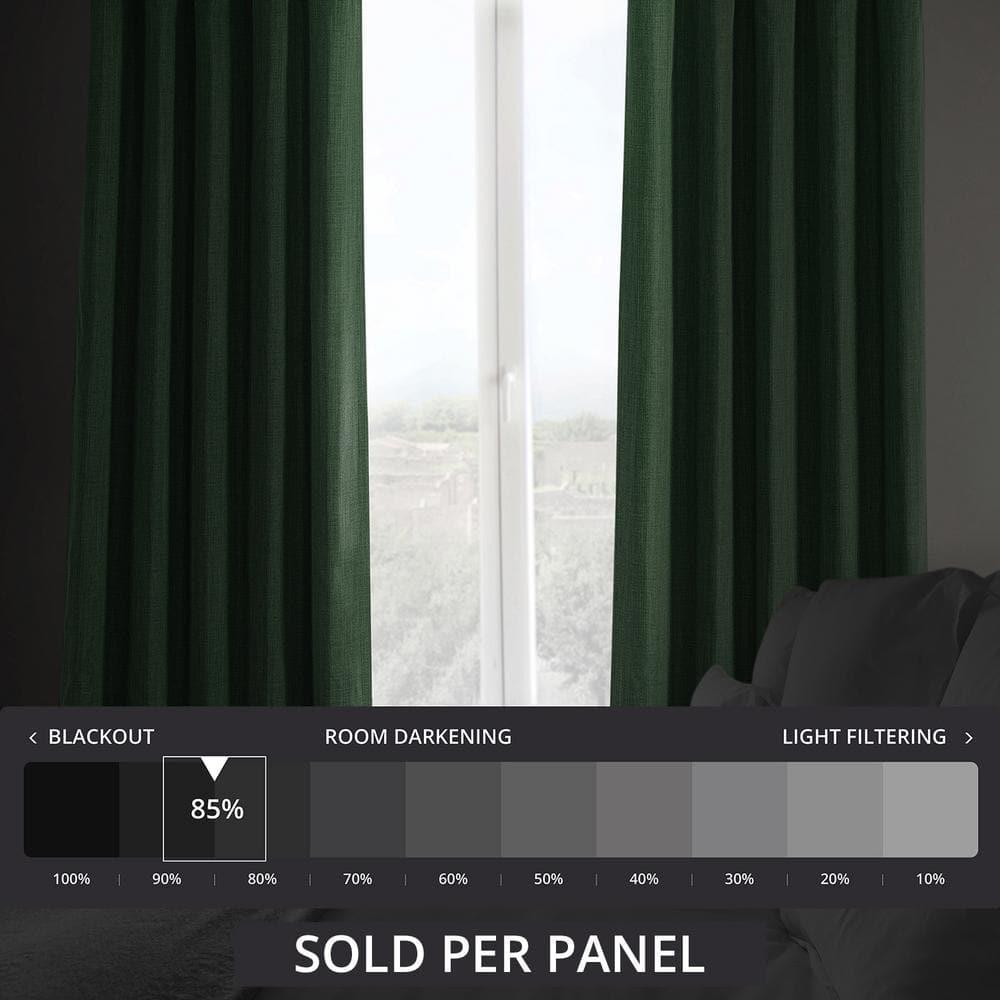 HPD Half Price Drapes Key Green Faux Linen Room Darkening Curtains for Bedroom & Living Room Curtains (1 Panel), Door & Window Curtains 84 inches long, Rod Pocket Curtains & Drapes, 50W X 84L