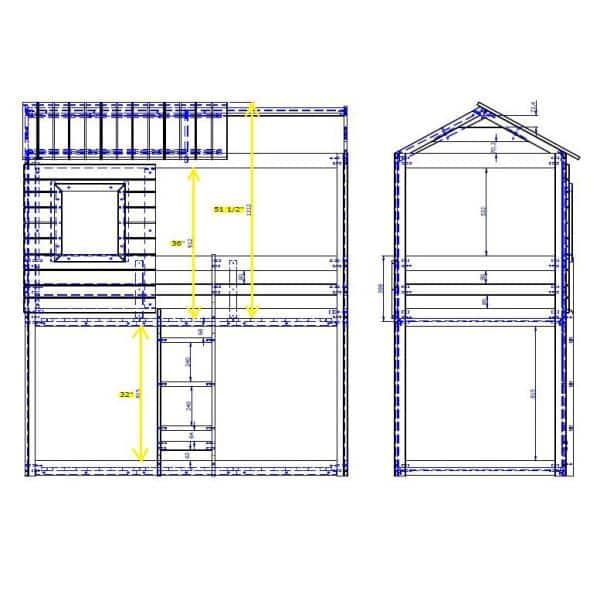 Rustic Light Grey Pine Twin Bunk Bed with Camo Tent