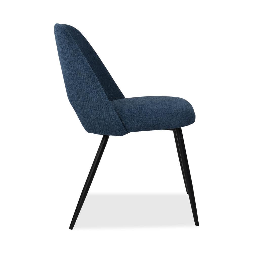 Edwin 21.6" Wider Seat Blue Upholstered Dining Chairs Set Of 2,Modern Kitchen Armless Dining Chair With Black Metal Legs-Maison Boucle