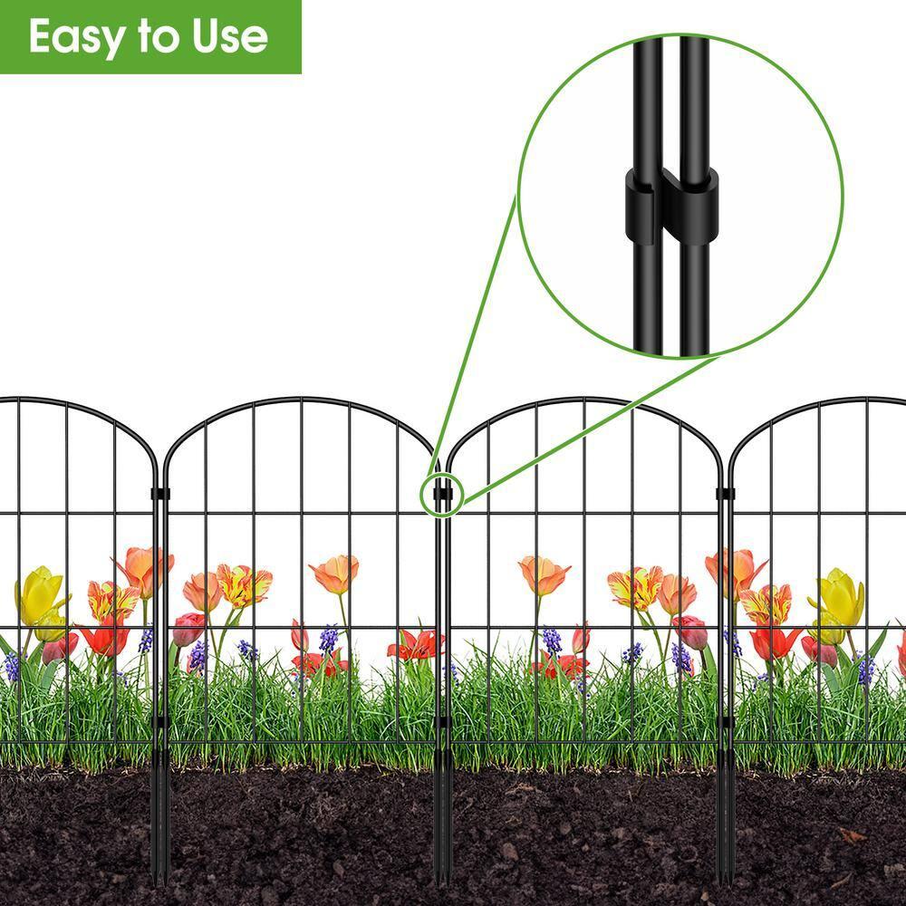 Decorative Garden Fence 25 Panels Animal Barrier Fence 27ft (L) x 22in (H) Rustproof Metal Wire Section Edging with Plastic Stakes Dog Fence Outdoor for Yard Yard Landscape Patio