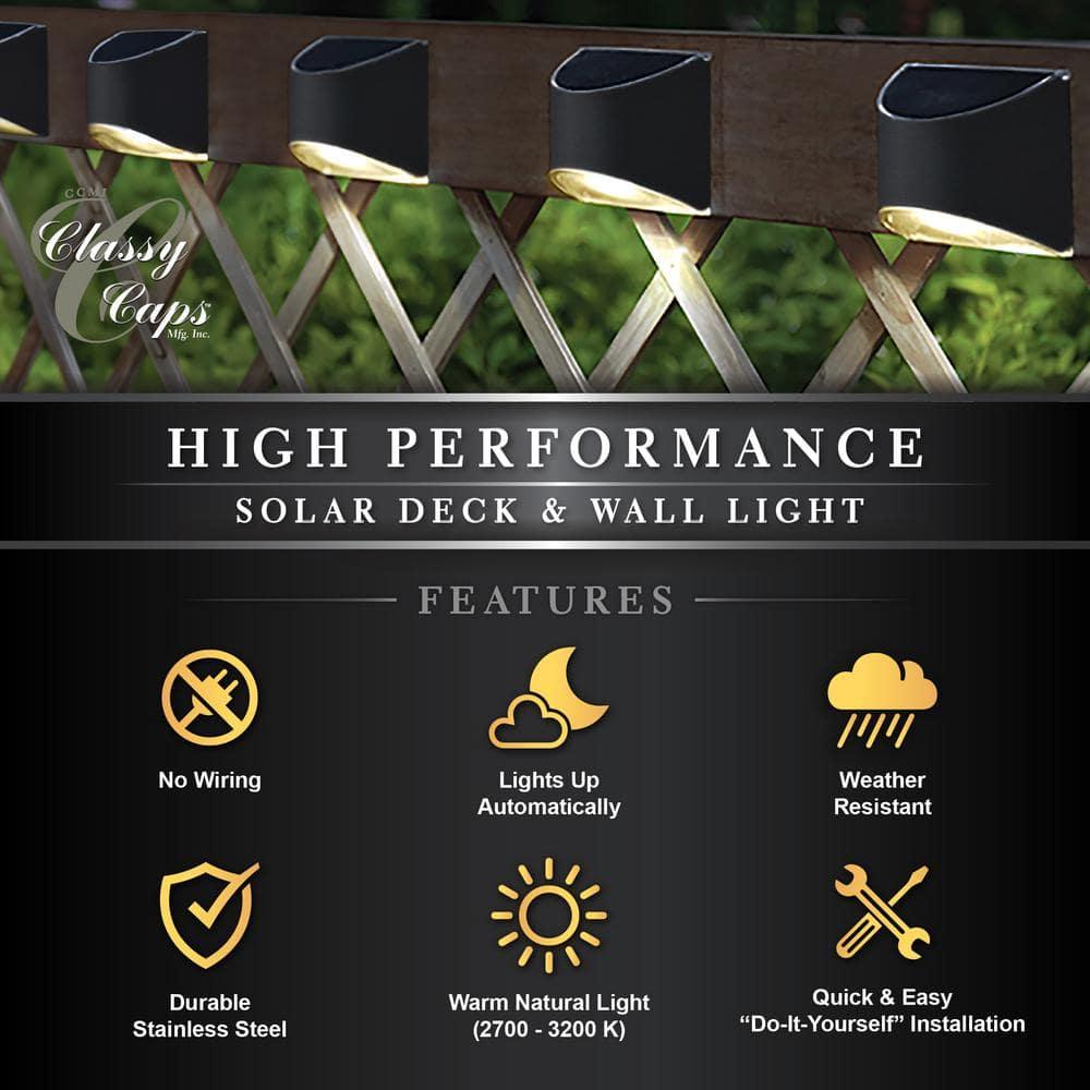 Classy Caps Stainless Steel Solar Powered Integrated LED Metal Deck Light
