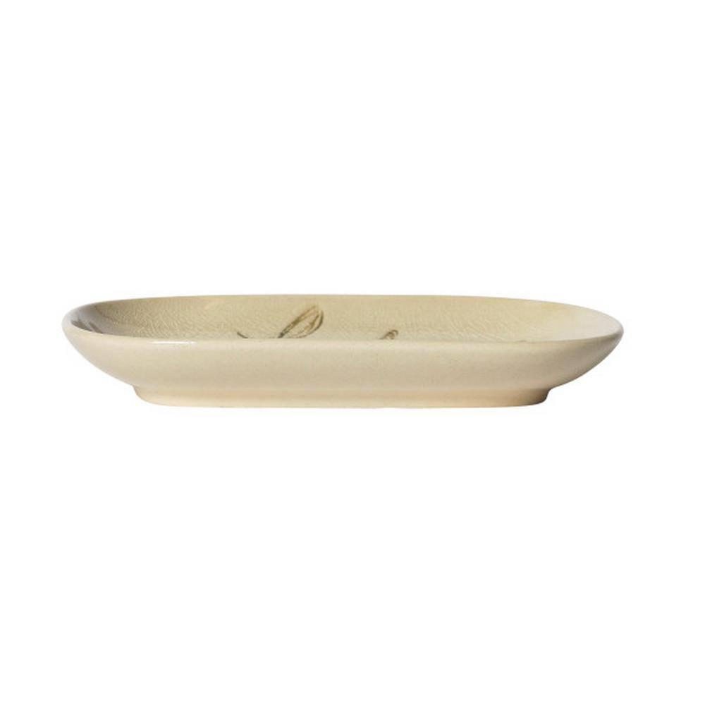 Creative Co-Op Debossed Stoneware Dish, Cream and Green Reactive Glaze, Set of 4 Styles