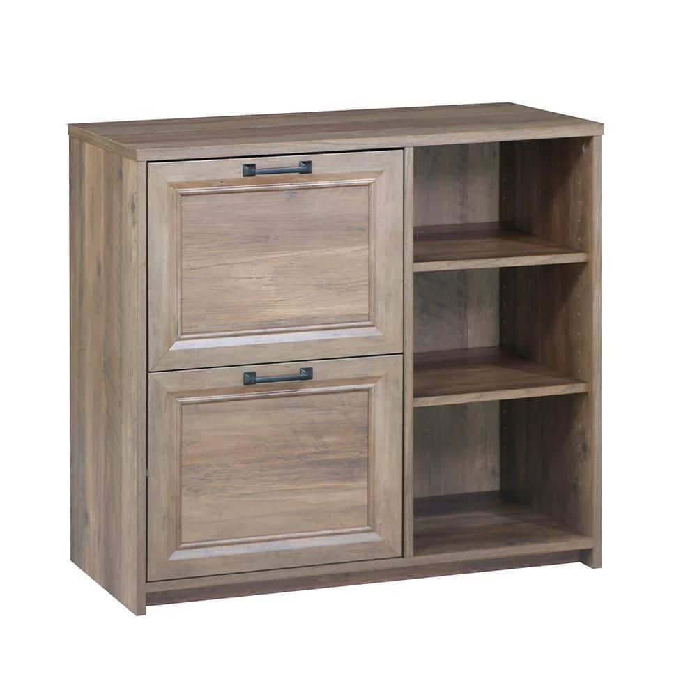 Saint Birch Alaska 2-Drawer File Cabinet with 3 Shelves, Rustic Oak