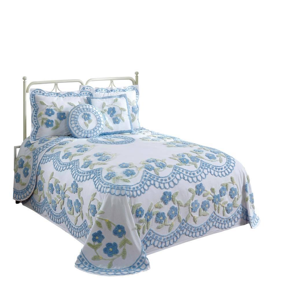 Better Trends Bloomfield 100% Cotton Chenille Coverlet/Bedspread Machine Washable Ultra Soft Floral Pattern All Season Bedding