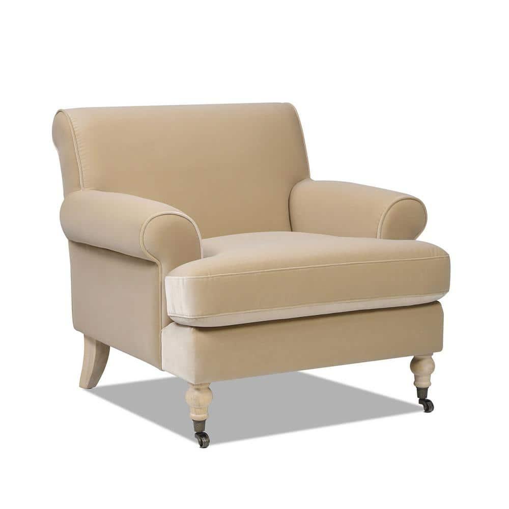 Jennifer Taylor Home Alana 38" Lawson Large Living Room Accent Arm Chair with Metal Casters, Fawn Brown