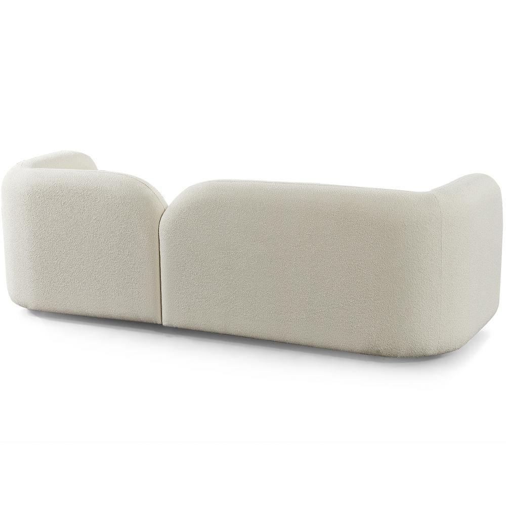 Bodur Japandi Style Luxury Modern Ivory Boucle Fabric Curvy Arm Couch