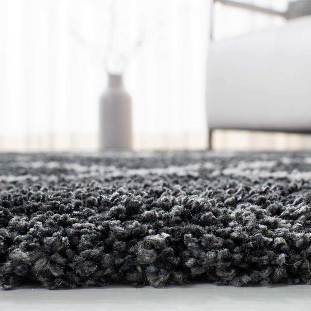 Hudson Shag SGH281 Power Loomed Indoor Area Rug - Dark Grey/Ivory - 8'x10' - Safavieh