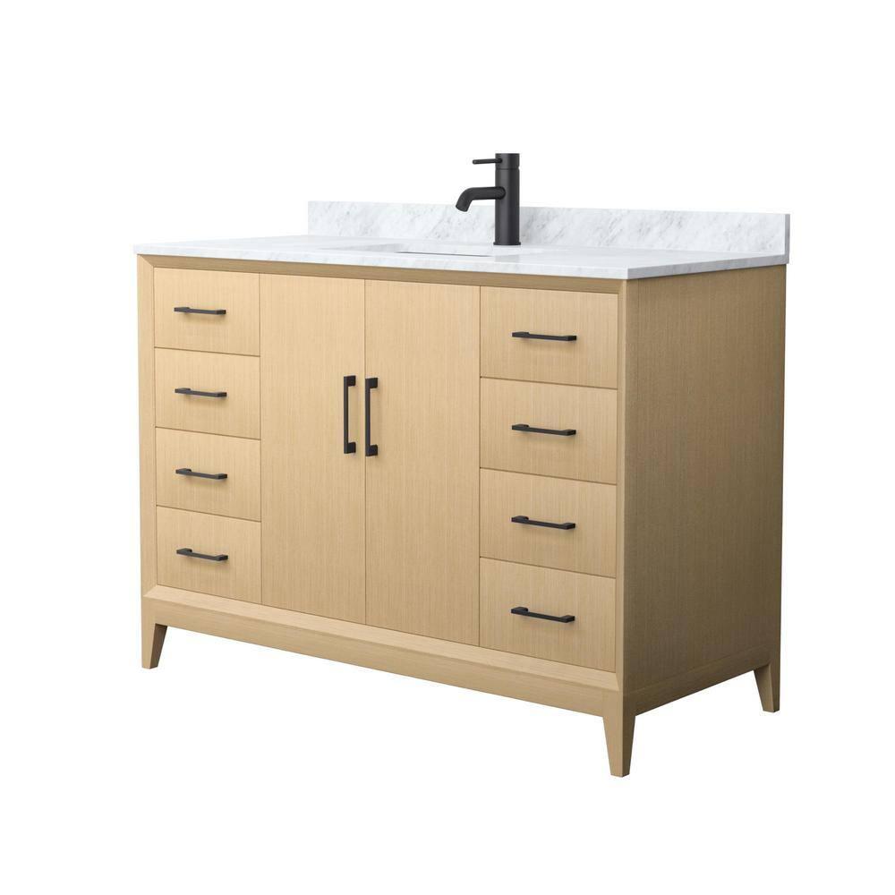 Wyndham Collection Janna 48" Freestanding Single Bathroom Vanity with Marble Top