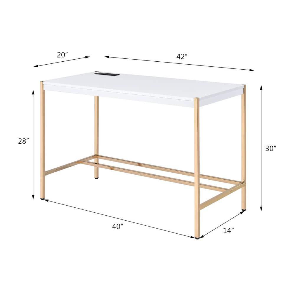 42" Midriaks Writing Desk White/Gold Finish - Acme Furniture
