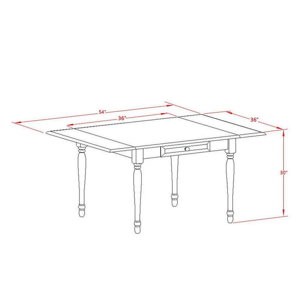 East West Furniture 5 Piece Dining Table Set Consists of a Rectangle Solid Wood Table with Dropleaf