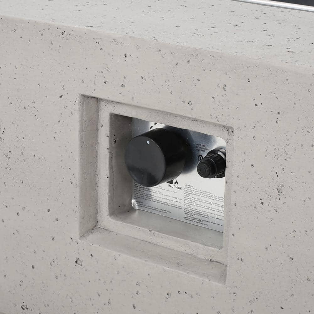 Mayfair Lightweight Concrete Outdoor 50,000 BTU Rectangular Fire Pit (No Tank Holder), Light Gray