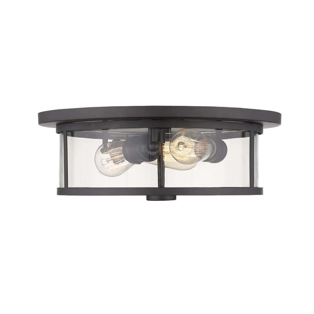3 Light Flush Mount In Midcentury Style 15.75 Inches Wide By 6.25 Inches High-Bronze Finish-Clear Glass Color Z-Lite 462F16-Brz