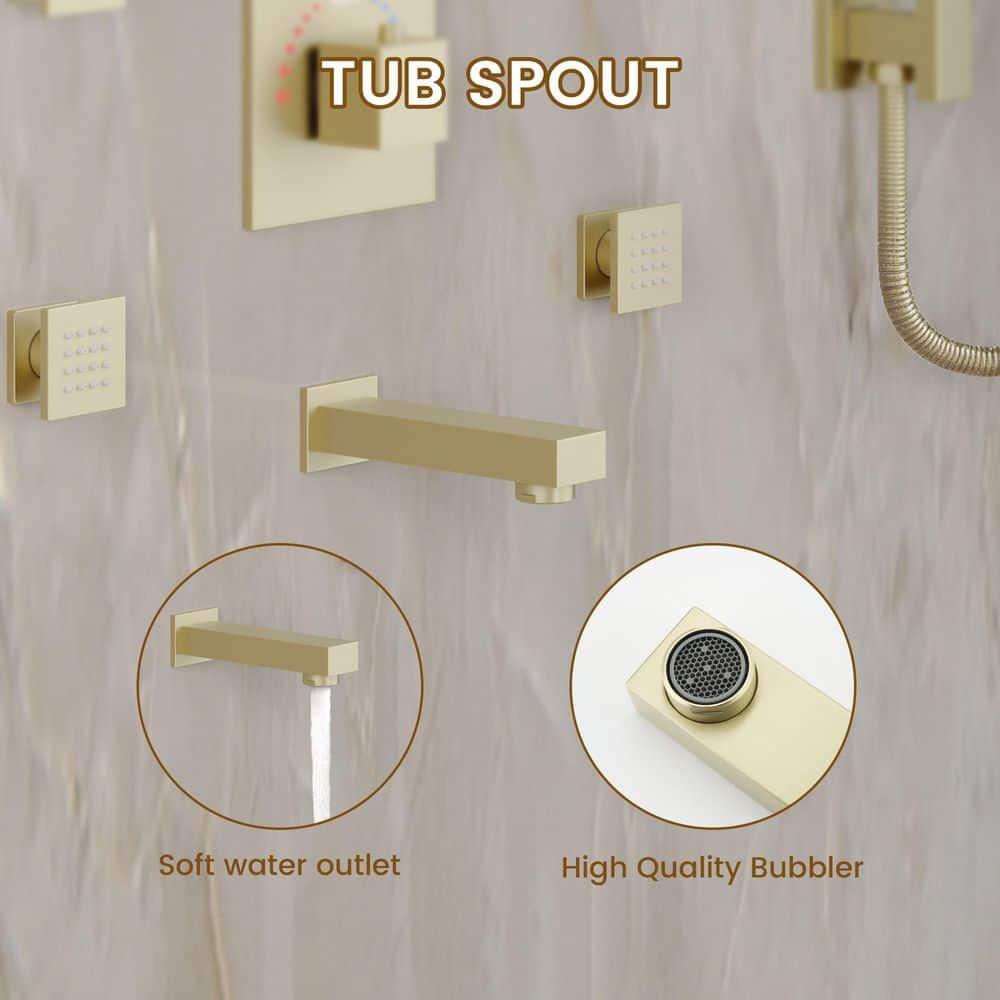 Brushed Gold Stainless Steel Multi-head Wall Mounted Shower System