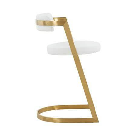 Modrest Shandra White Faux Leather & Gold Counter Stool