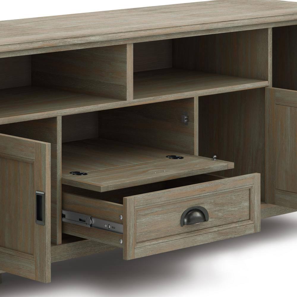 Simpli Home Burlington 72"W Solid Wood TV Stand for TVs up to 80" with 4 Cabinets
