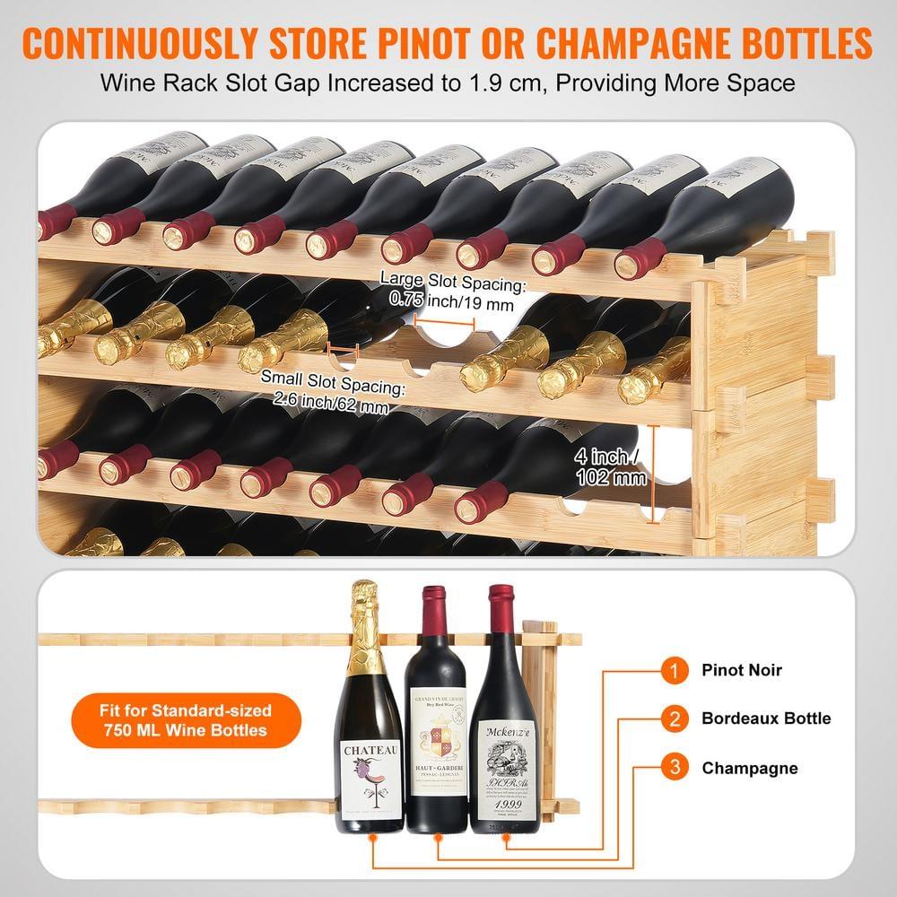 72 Bottle Upgrade Modular Wine Rack Bamboo Wood Display Shelf 8-Tier