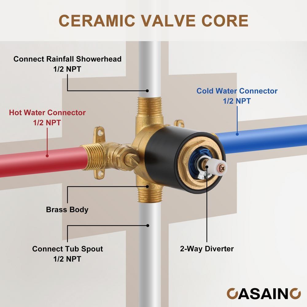 10 Inch Rainfall Shower System with Tilt Shower Head and Tub Spout with Rough in-Valve