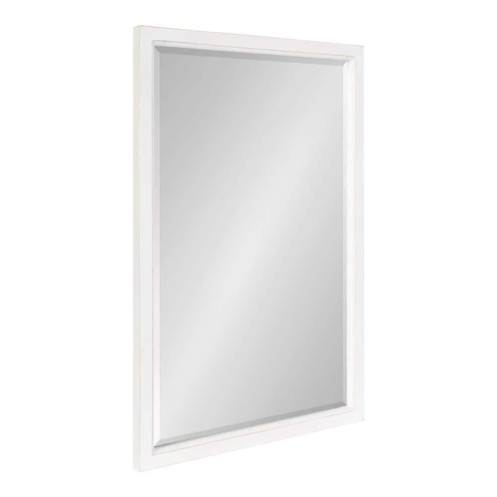 20" x 30" Hogan Wood Framed Decorative Wall Mirror White - Kate & Laurel All Things Decor: Modern Rectangle, No Assembly Required