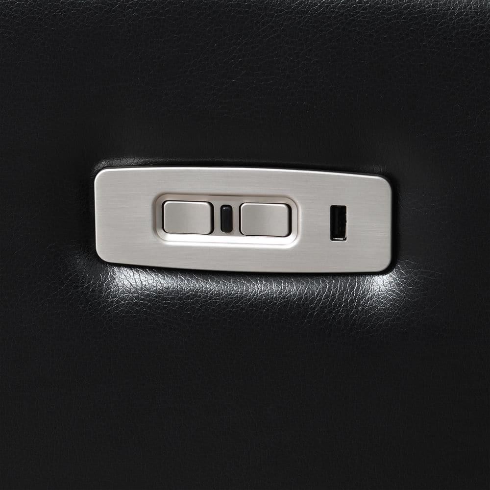 New Classic Furniture Orion II Faux Leather Power Console Loveseat in Black