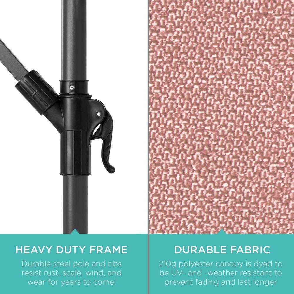 Best Choice Products 10ft Offset Hanging Outdoor Market Patio Umbrella w/ Easy Tilt Adjustment - Rose Quartz