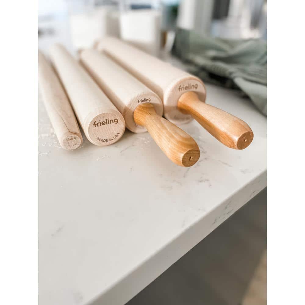 Frieling Classic Rolling Pin with handles, 12", Brown