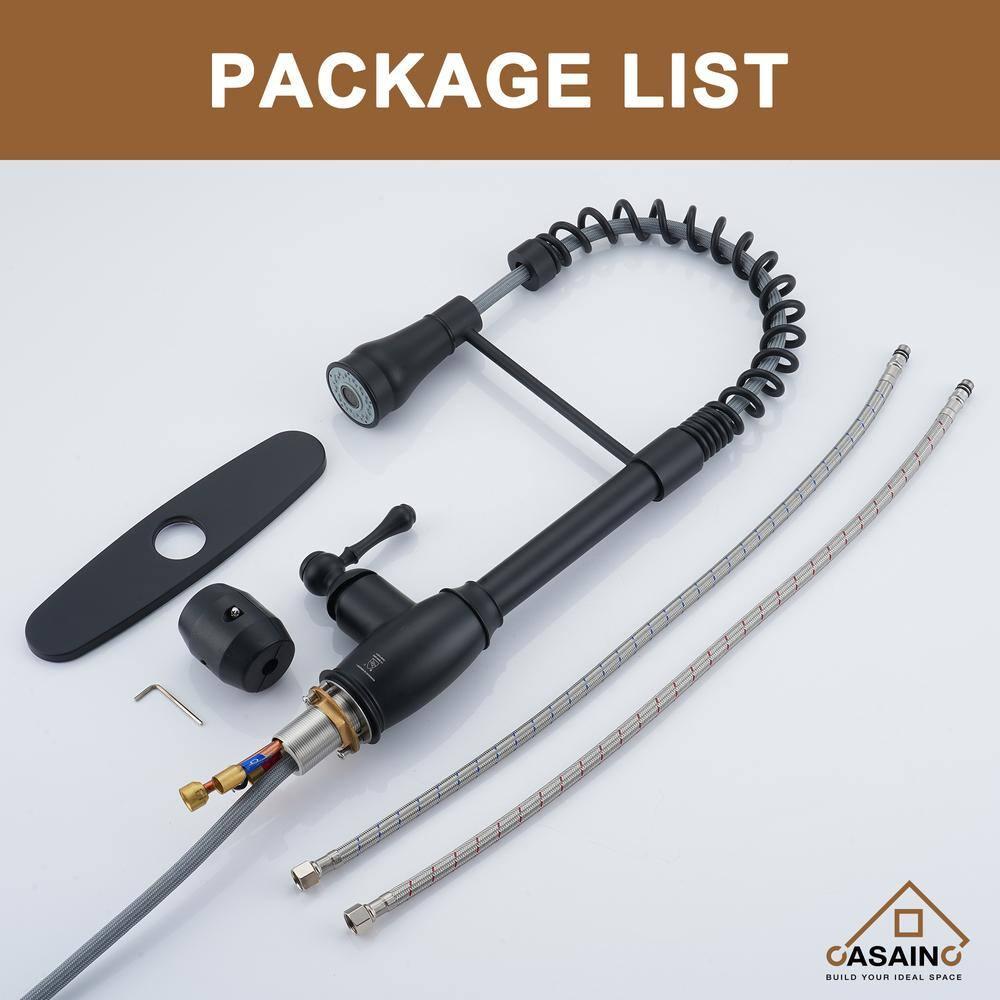 CASAINC 1.8 GPM Single-Handle Spring Pull-Down Kitchen Faucet Single Hole Faucet