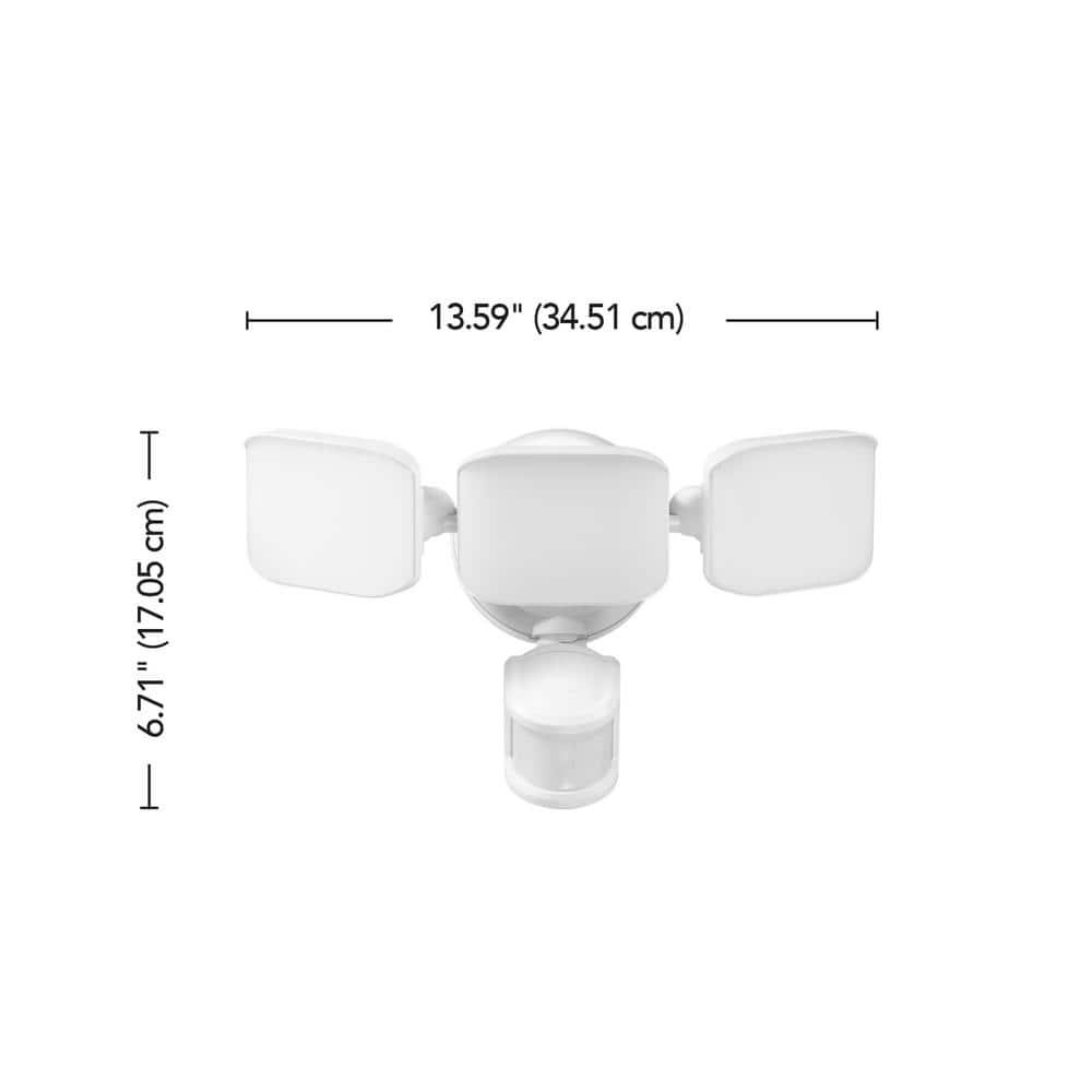 White Polycarbonate Battery Operated Triple Head LED Security Light