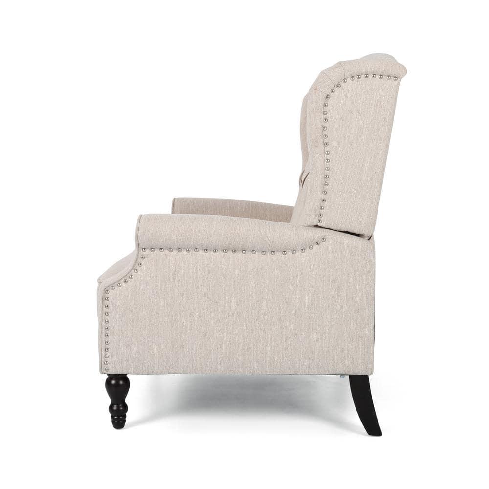 Noble House Barnsfield Oversized Tufted Push Back Recliner, Beige