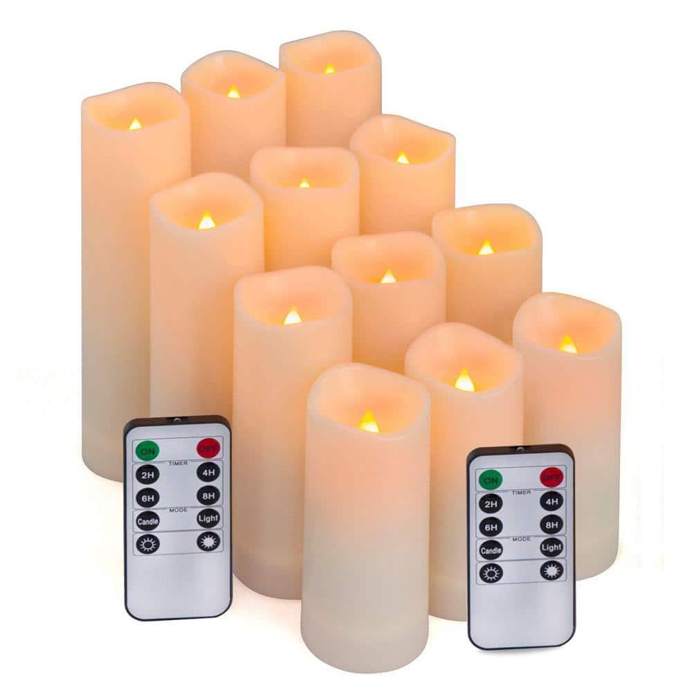 Aignis Indoor Flameless LED Candles Battery Operated with Remote Timer and Wax-Like Shell for Home/Wedding/Holiday Decor, Set of 2(D 2.95" x H 6")