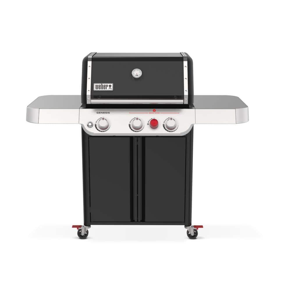Weber Genesis E-325 3-Burner Silver Propane Gas Grill with Side Tables and Thermometer