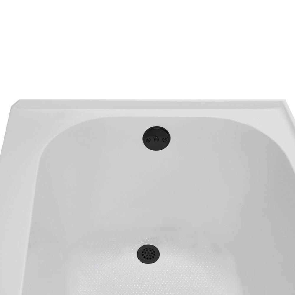 Streamline NAL-5280-BL 66 in. x 32 in. Acrylic Left-Hand Drain Alcove Bathtub in Glossy White With External Drain in Matte Black
