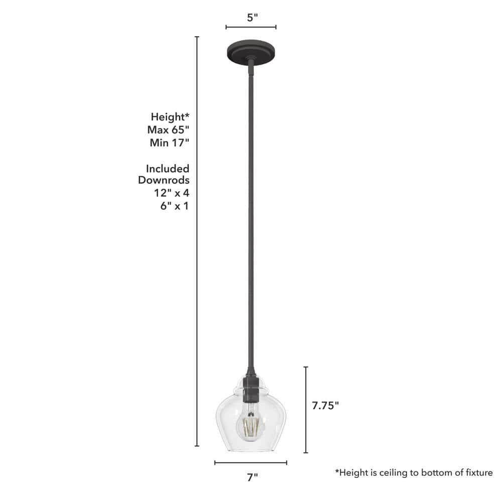 Dunshire 1 Light Noble Bronze Pendant with Glass