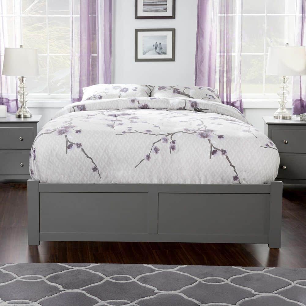 Concord Platform Bed with Flat Panel Foot Board and 2 Urban Bed Drawers, Multiple Colors, Multiple Sizes