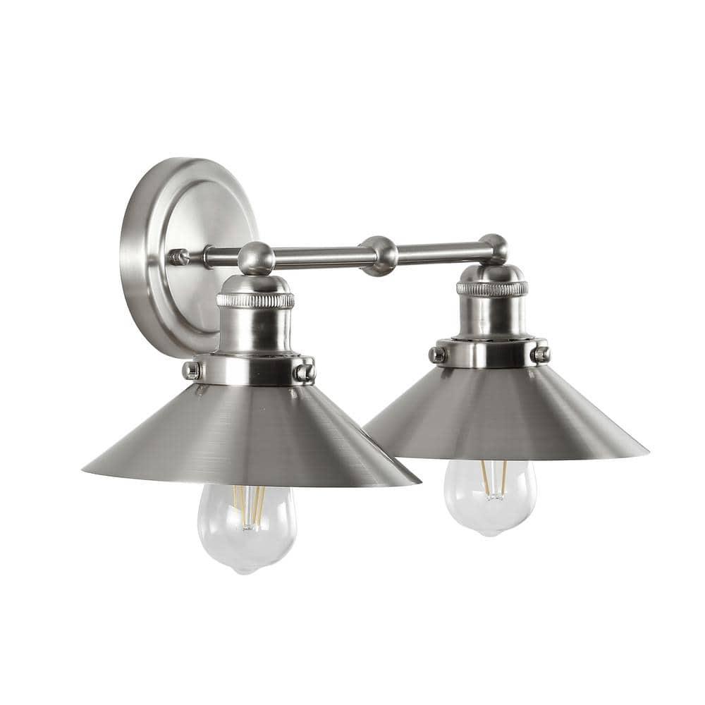 July 17.5 in. 2-Light Nickel Metal Vanity Light